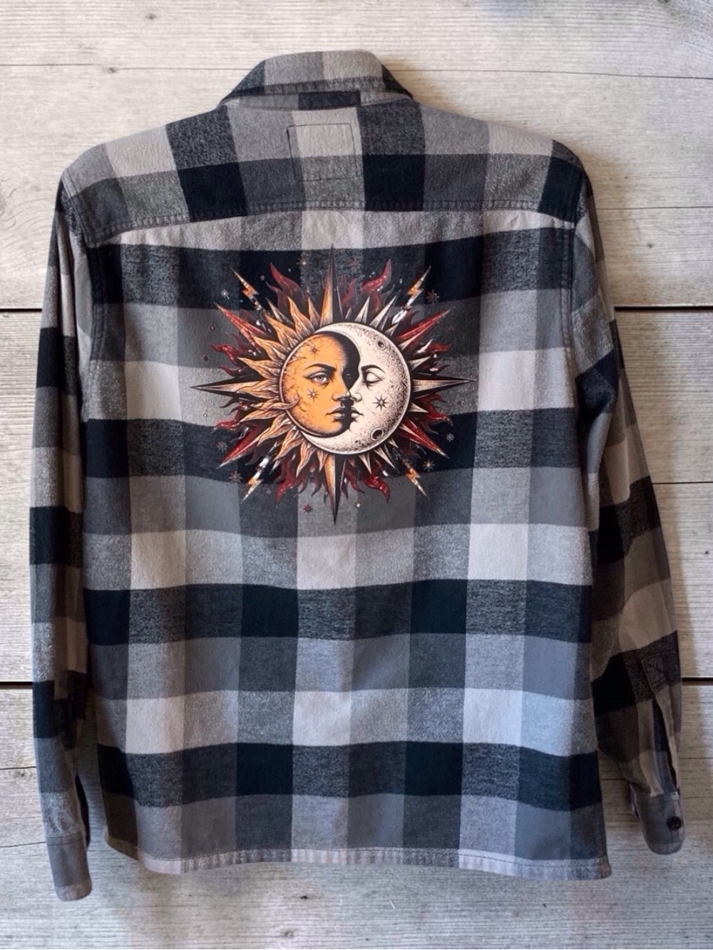 Upcycled Hollister Celestial Flannel Sun Moon Women’s M